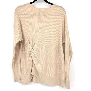 Something Navy Cream Front Twist Pullover Sweater